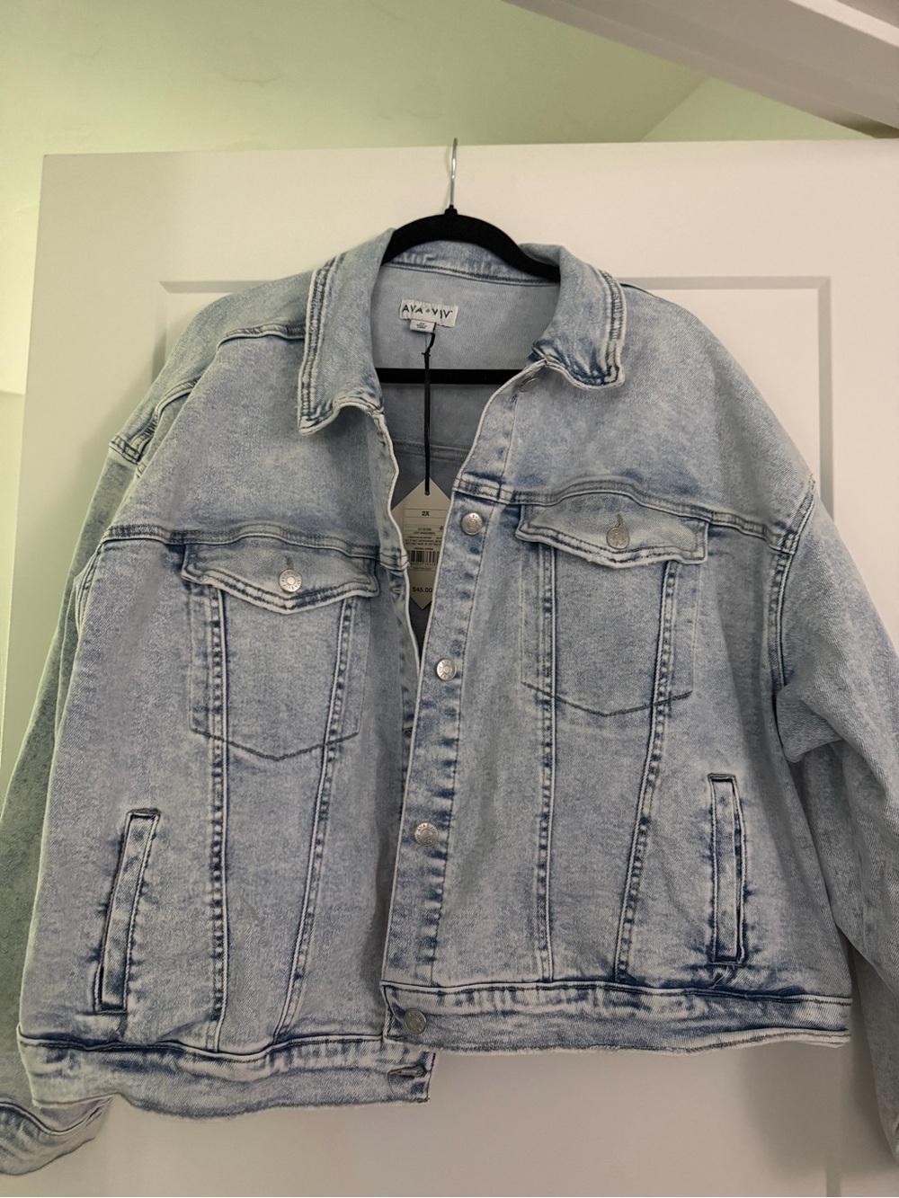 Ava & Viv Light Blue Acid Wash Denim Jacket